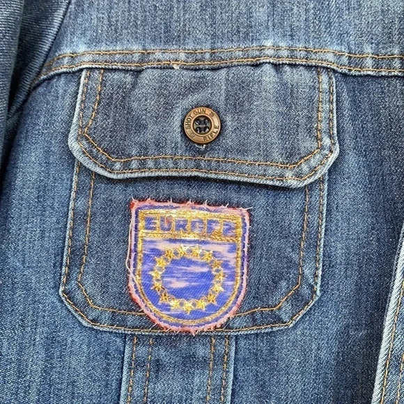 Vintage Denim Jacket With Patches - Picture 9 of 16